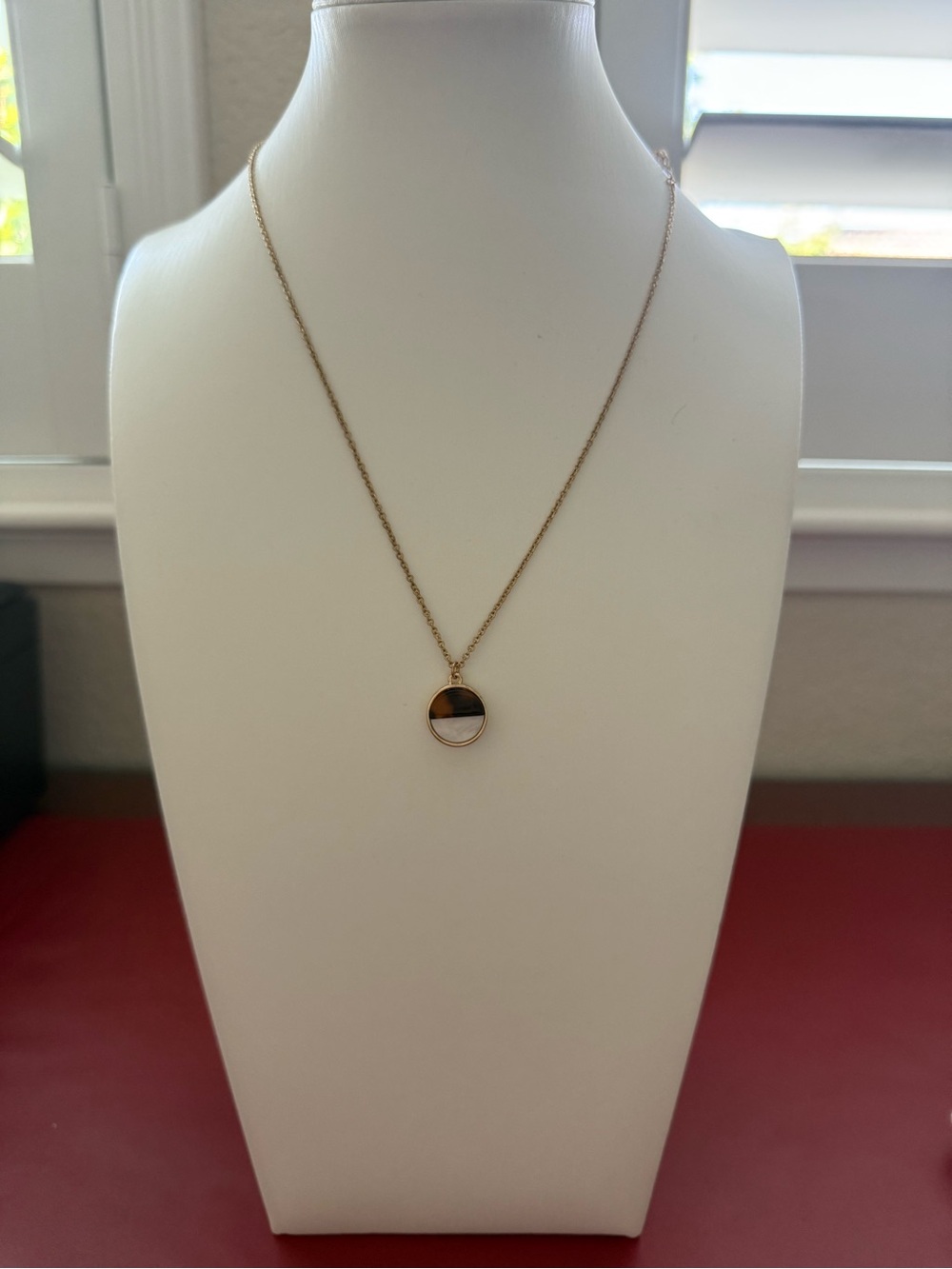 Icing Two-Tone Gold Circle Pendant Adjustable Necklace